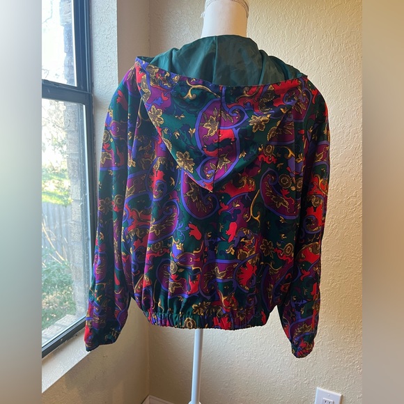 Vintage S.G. Sport Collection Women's Large Windbreaker Hood Baroque Paisley - Picture 3 of 9
